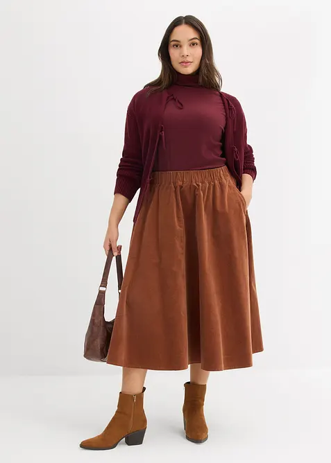 Jupe en velours côtelé, coton extensible, bonprix