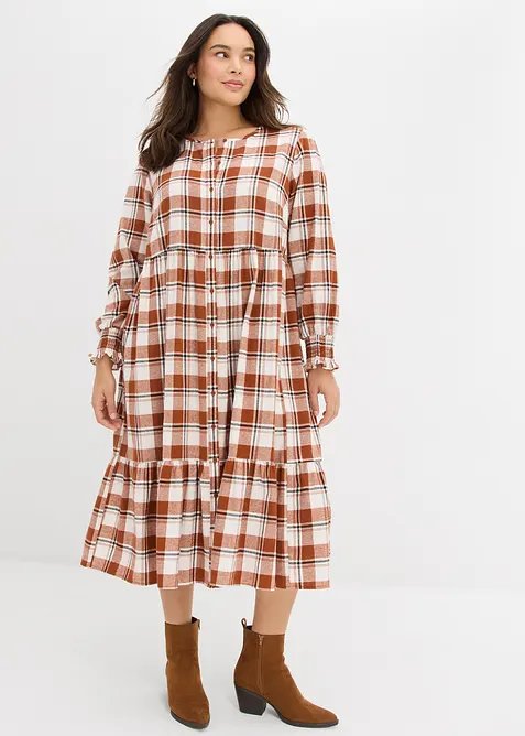 Robe midi en flanelle, bonprix