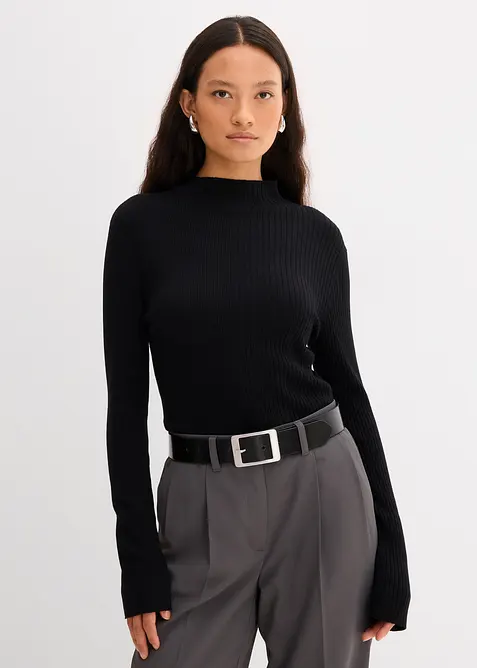 T-shirt côtelé en viscose mélangée, bonprix