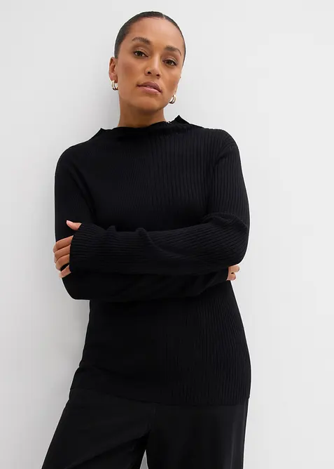 T-shirt côtelé en viscose mélangée, bonprix