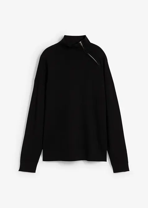 Pull en fine maille à col zippé, bonprix
