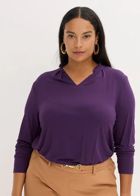 T-shirt blouse &agrave; col montant, bonprix