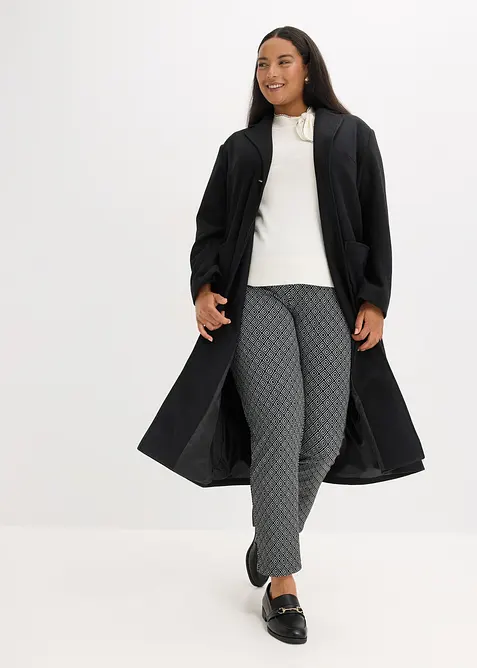 Pantalon en jacquard à taille élastiquée, détail boucle, bonprix