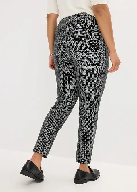 Pantalon en jacquard à taille élastiquée, détail boucle, bonprix