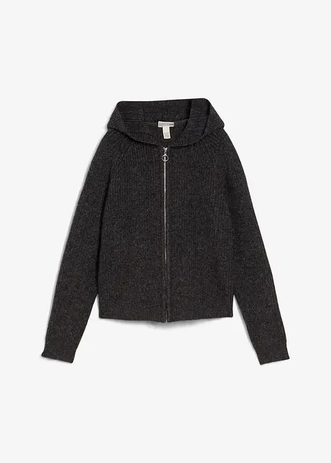 Gilet en maille &agrave; capuche, bonprix