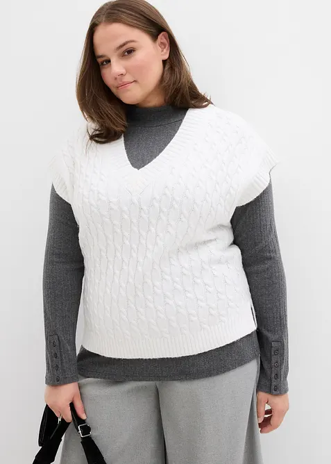 Pull sans manches à motif torsadé, bonprix