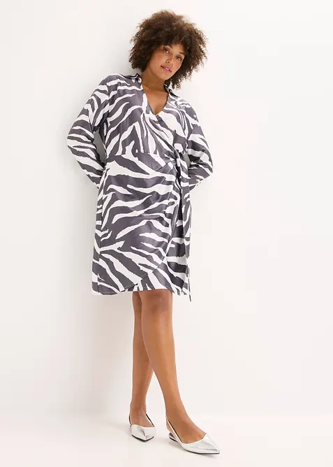 Robe portefeuille en satin fluide, bonprix