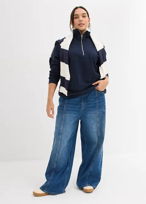 Sweat oversize à col zippé, bonprix