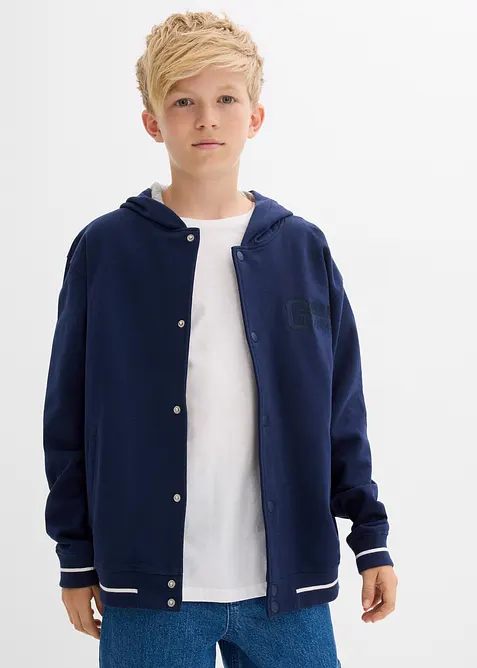 Gilet style universitaire à capuche en molleton 100% coton, bonprix