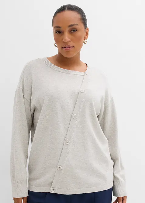 Pull en fine maille à boutons asymétriques, bonprix