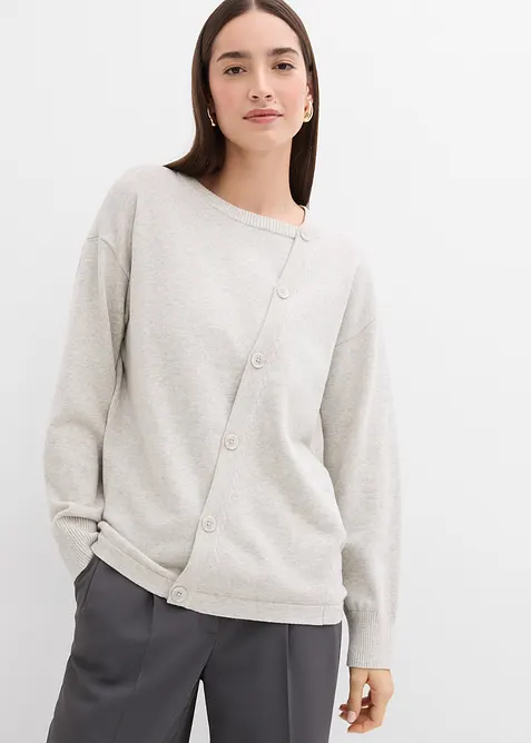 Pull en fine maille à boutons asymétriques, bonprix