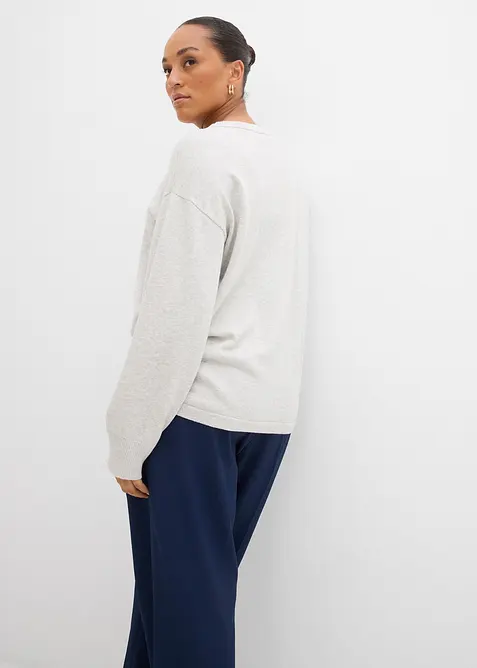 Pull en fine maille à boutons asymétriques, bonprix