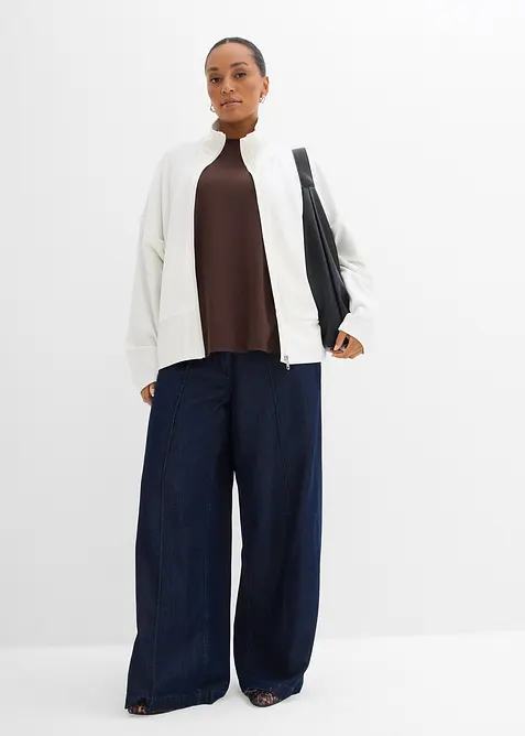 Sweat zippé en jersey milano confortable, bonprix