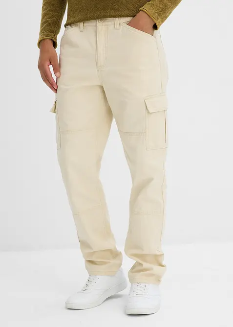 Pantalon cargo droit en toile de coton, loose, bonprix