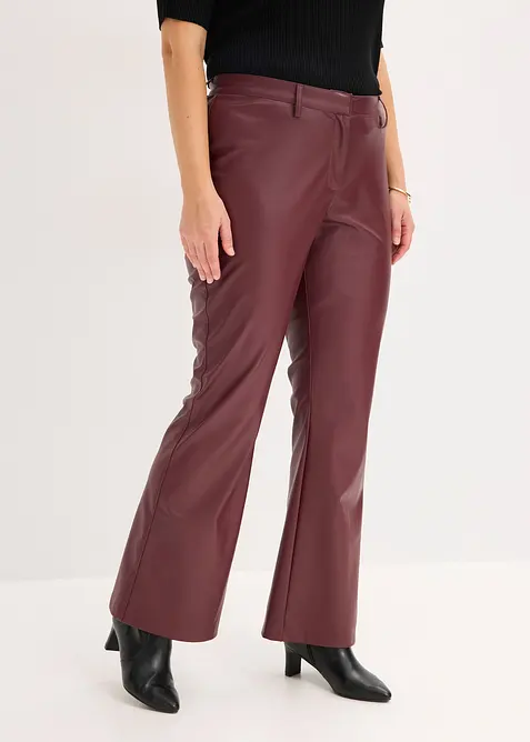 Pantalon flare enduit, bonprix