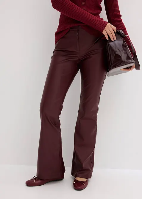 Pantalon flare enduit, bonprix