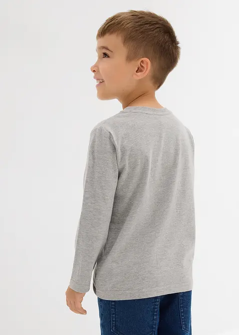 Lot de 2 T-shirts manches longues coton col tunisien, bonprix