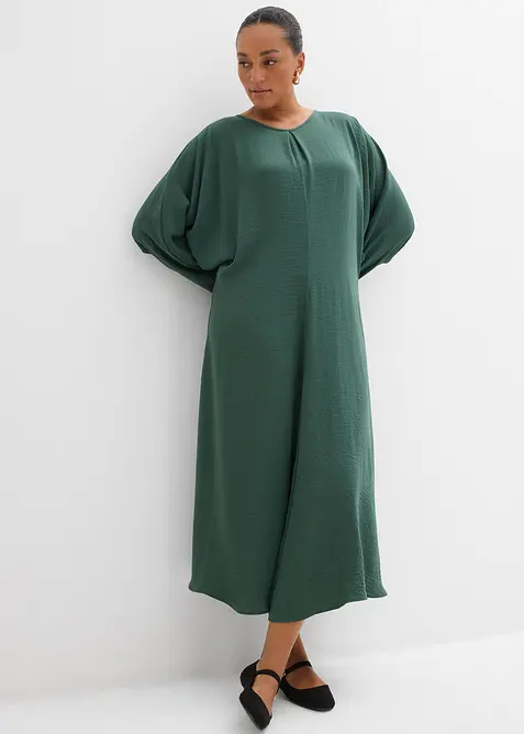 Robe midi &agrave; effet drap&eacute;, bonprix