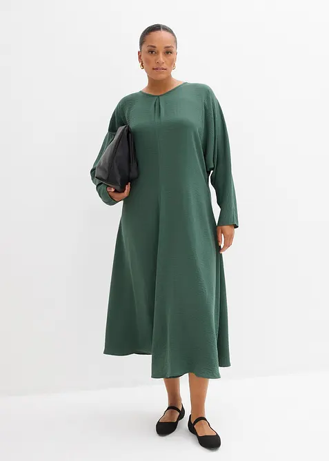 Robe midi &agrave; effet drap&eacute;, bonprix
