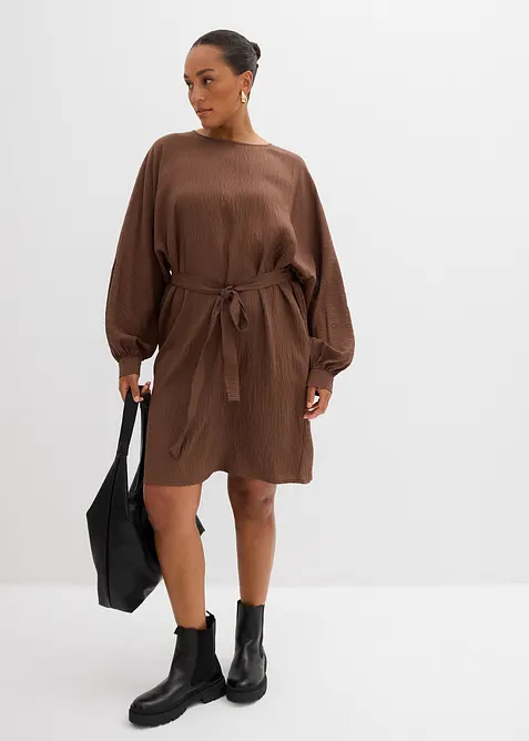 Robe courte et texturée en viscose extensible, bonprix