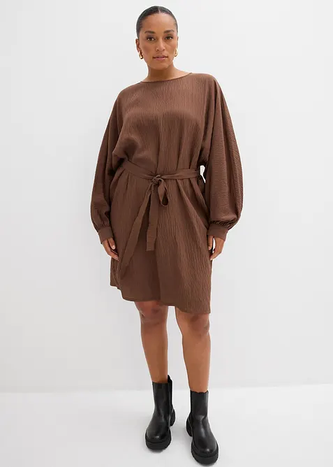 Robe courte et texturée en viscose extensible, bonprix