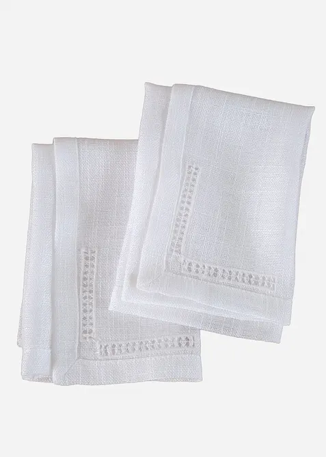 Lot de 2 serviettes en tissu avec broderie anglaise, bonprix