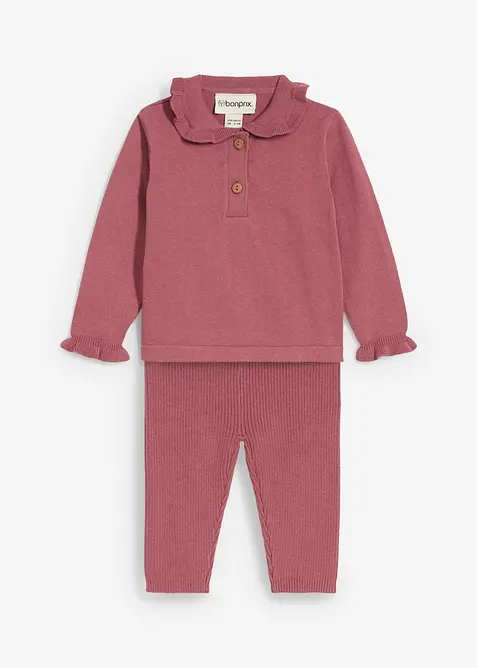 Pull en maille à col volanté et legging (ens. 2 pces), bonprix