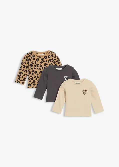 Lot de 3 T-shirts longs 100% coton, bonprix