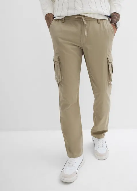 Pantalon droit cargo 100% coton, Regular, bonprix