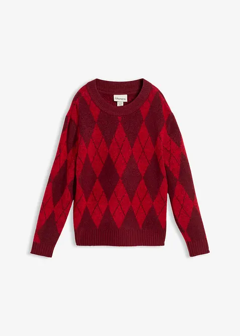 Pull à losanges en fine maille, bonprix