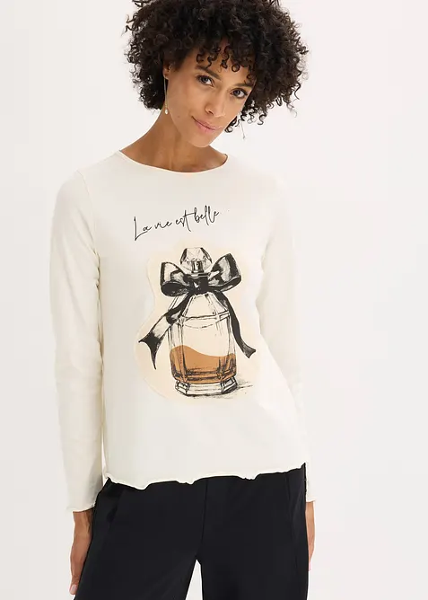 T-shirt manches longues en coton extensible, bonprix