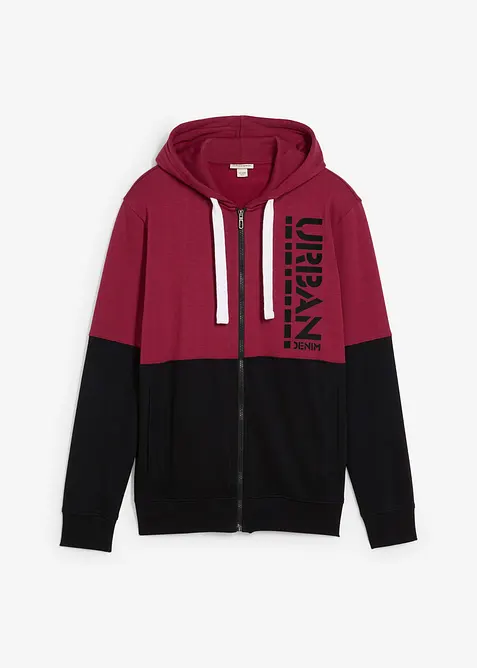 Sweat zippé à capuche 100% coton, bonprix