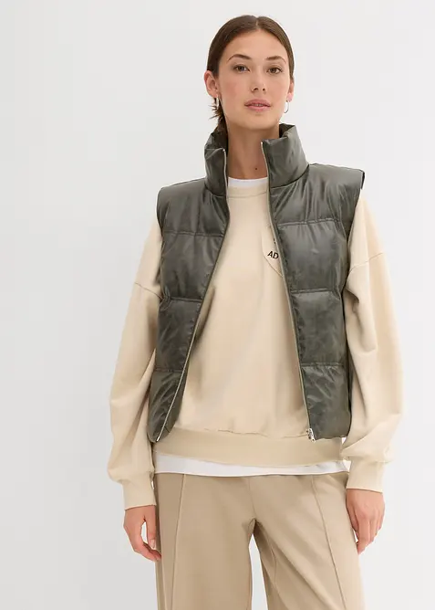 Gilet sans manches enduit et matelassé, bonprix