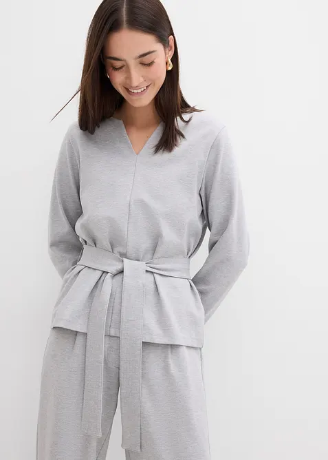 T-shirt manches longues avec lien à nouer, viscose majoritaire, bonprix