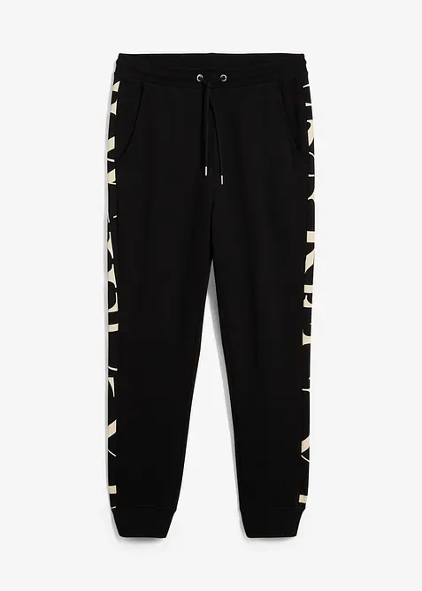 Pantalon de jogging avec empiècement, 100% coton, bonprix