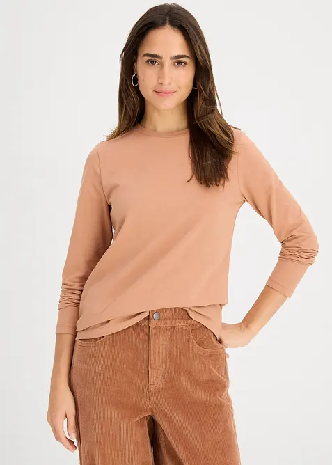 Lot de 2 T-shirts manches longues en coton extensible, bonprix