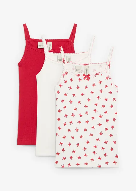 Lot de 3 tops en maille côtelée douce avec nœud en satin, bonprix