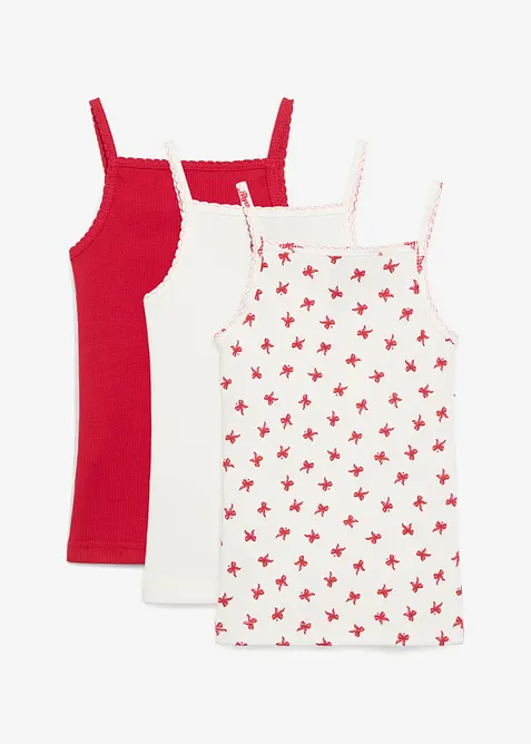 Lot de 3 tops en maille côtelée douce avec nœud en satin, bonprix