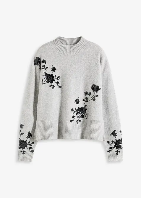 Pull brodé de sequins, bonprix