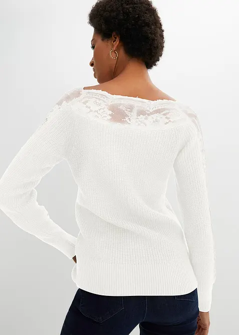 Pull avec dentelle, bonprix