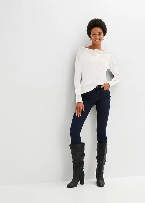 Pull avec dentelle, bonprix