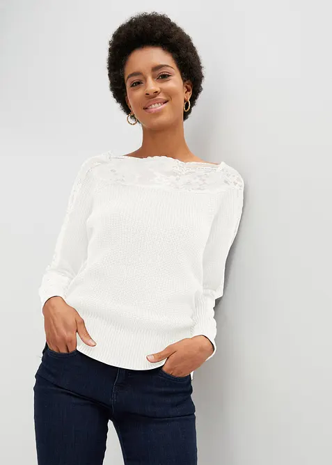 Pull avec dentelle, bonprix