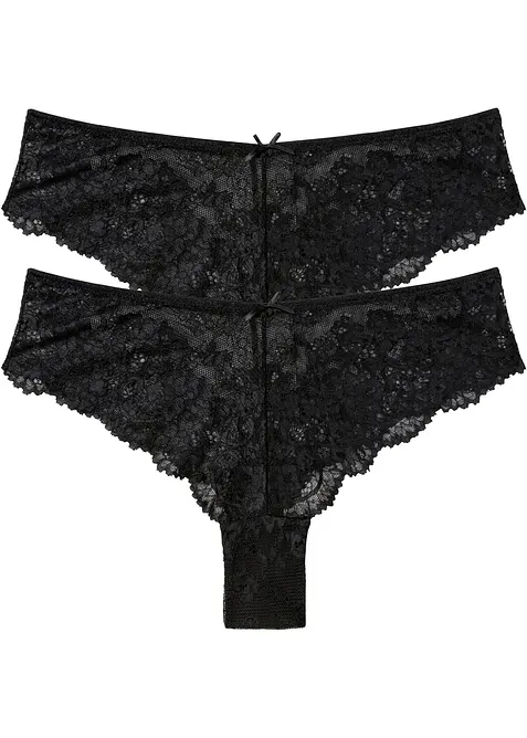 Lot de 2 slips brésiliens en dentelle délicate, bonprix
