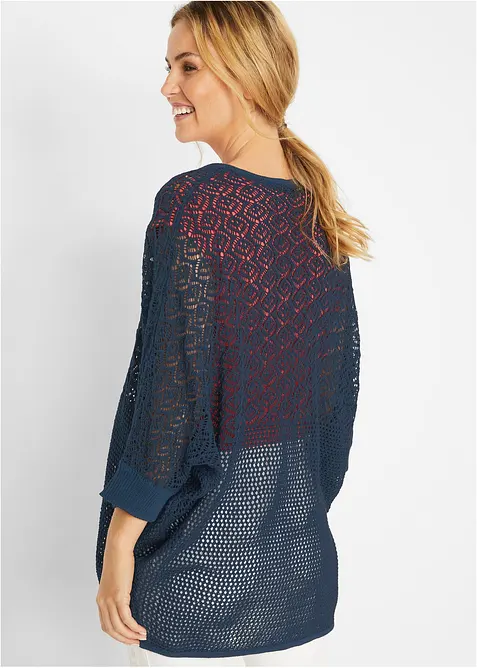 Gilet long en maille ajour&eacute;e, bonprix