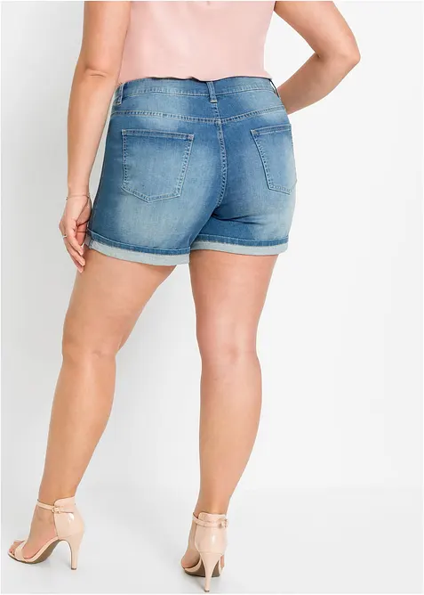 Short en jean taille mi-haute avec détails décoratifs, bonprix