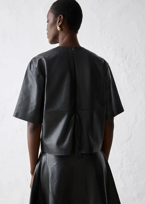 Tunique en cuir d’agneau nappa, bonprix