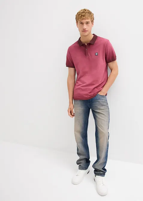 Polo en maille piqu&eacute;e &agrave; l&rsquo;aspect d&eacute;lav&eacute;, bonprix