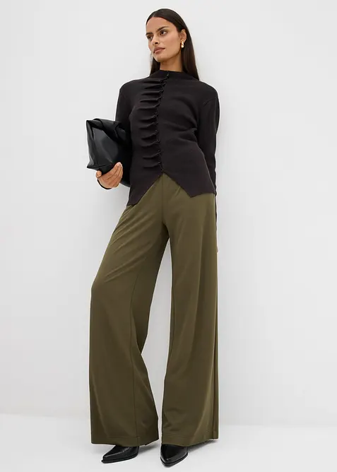 Pantalon palazzo en Punto di Roma confortable, bonprix