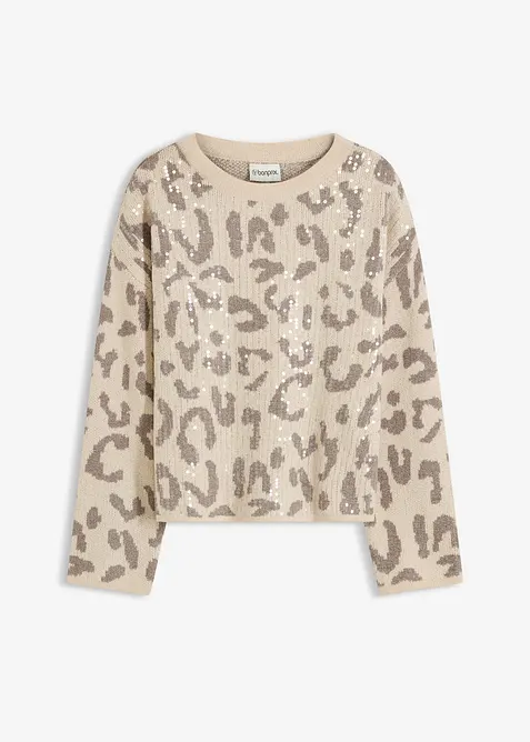 Pull oversize en jacquard à sequins, bonprix