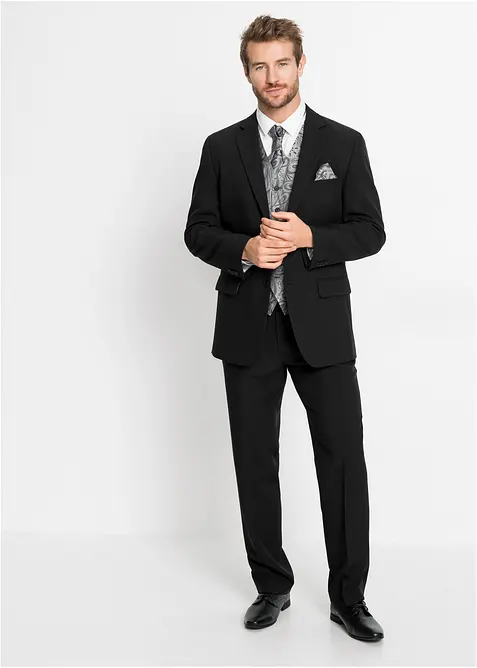 Costume 5 pièces avec gilet et cravate, Regular, bonprix